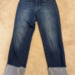 Sam Edelman Dark Blue straight Cropped Jeans, high rise 27 size , cuffed hem